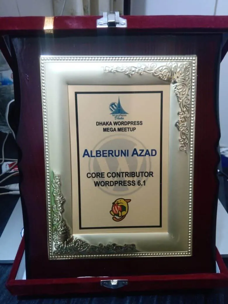 Token of appreciation for Alberuni Azad contributing to WordPress